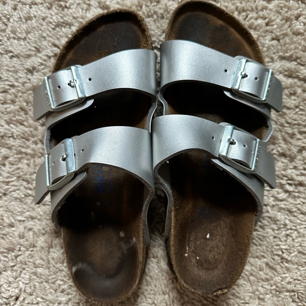 Silver Birkenstocks size 36